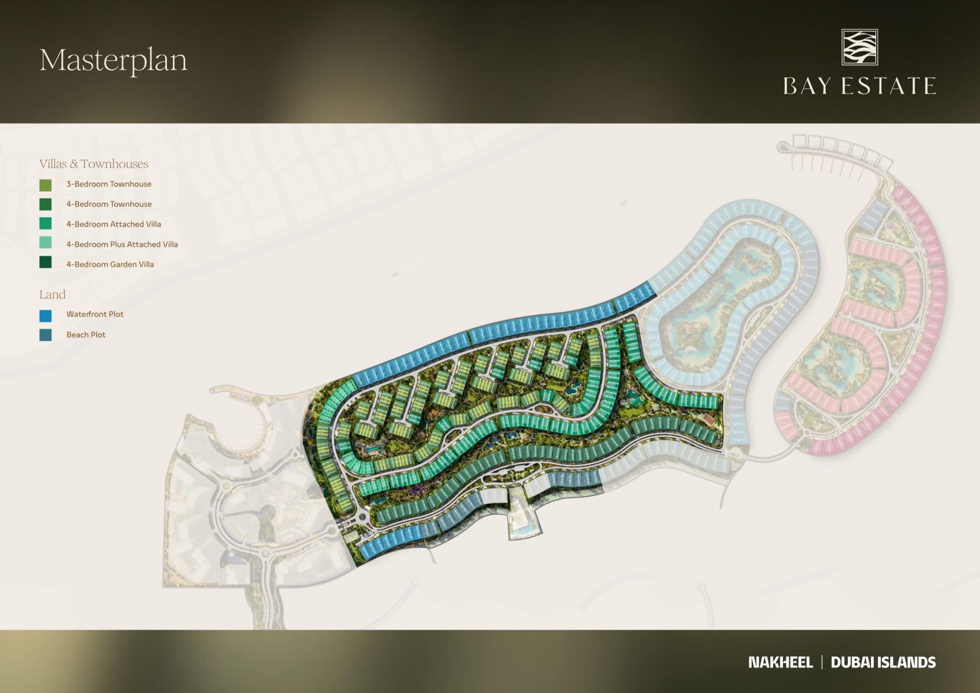 Bay Estate masterplan — the waterfront and beach villa plots along the shoreline